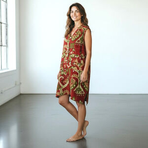 Vintage Tan-Chho Womens Sleeveless Tunic Duster Dress Artsy Boho Hippie Resort